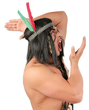 Fascia PENNACCHIO da Indiano con Piume, PELLEROSSA, Accessori Travestimento, Carnevale, Feste