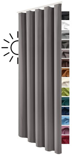heimtexland ® Verdunklungsgardine Schlaufenschal Gardine Blickdicht mit Kräuselband Thermogardine Verdunklungsvorhang HxB 245x135 cm Schlamm Typ139
