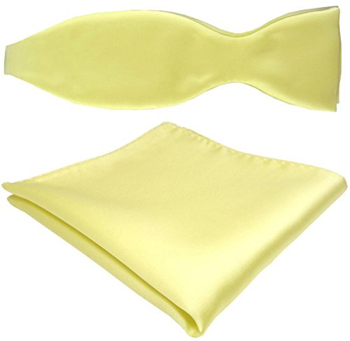 TigerTie schöne Satin Selbstbinder Fliege + Einstecktuch Uni einfarbig