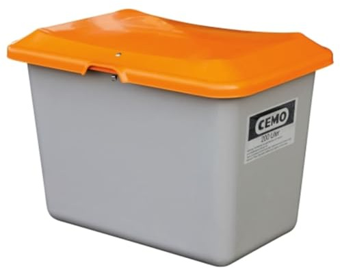 CEMO 10565 GFK-Streugutbehälter ohne Entnahmeöffnung, grau/orange, 200 L