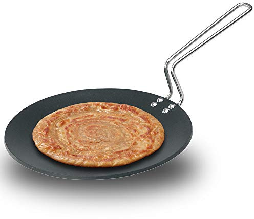 Hawkins Futura 26 cm Tava, Non Stick Tawa with Stainless Steel Handle, Black (NT26)
