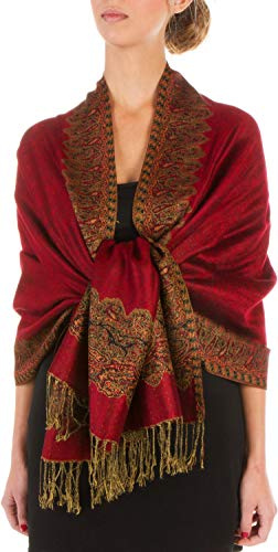 Sakkas 70 x 28 Boderder Pattern doppelschichtiger Pashmina Feel Schal/Stola (20+ Elegant Farben) - New