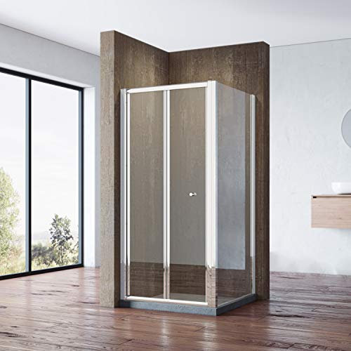 SONNI Duschkabine nische Nischentür Duschwand glas faltbar für Badezimmer 100x70cm mit Seitenwand