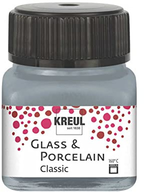 KREUL 16246 - Glass & Porcelain Classic metallic silber,im 20 ml Glas, brillante Glas- und Porzellanmalfarbe auf Wasserbasis, schnelltrocknend, deckend