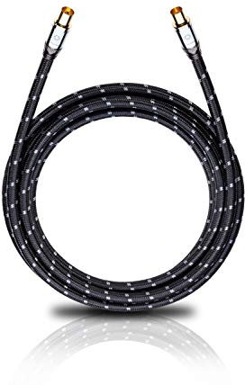 Oehlbach XXL Transmission Ultra - High End HPOCC Antennenkabel für TV und Radio, Koaxialstecker m/w, DVB-T2, HDTV, 4k & Ultra HD - 5,10m schwarz/grau