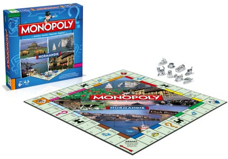 Winning Moves - Monopoly Normandie – Gesellschaftsspiel – Brettspiel – Edition Städte und Regionen – 2 bis 6 Spieler – französische Version