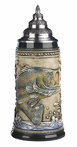 King German Beer Stein Fishing Stein 0.75 Liter tankard, Beer Mug KI 317-RU 0,75L
