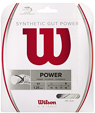 Wilson Synthetische Gut Power Tennissaiten-Set, 12 m, Weiß, 17