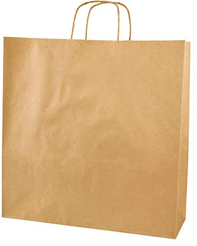 Thepaperbagstore 25 Brown Paper Bags with Handles XL 39x14x39.5cm | Strong 100gsm kraft paper bags with reinforced twisted handles for reliable carrying