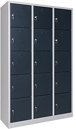 furni24 Schließfachschrank Schließfach Wertfachschrank Personalschrank Wertfach Spind 190 cm x 120 cm x 45 cm anthrazitgrau RAL 7016 **fertig montiert** Verschiedene Ausführungen