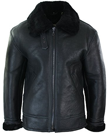 UCF Herren Lederjacke 100% Echtleder Schaffell Reißverschluss Piloten Stil Schafsleder Jacke