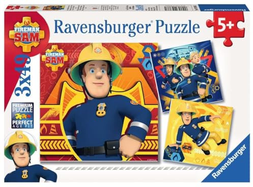 Ravensburger Puzzle Bei Gefahr Sam rufen - 3x49 Teile Puzzle ab 5 Jahre | 3x49 Teile Feuerwehrmann Sam Puzzle, Kinderpuzzle ab 5 Jahre, Ravensburger Qualität