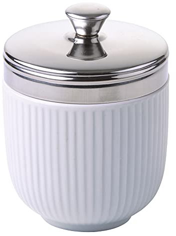 BIA International - Fluted Egg Coddler - Porcelain - Egg Poachers - Glazed Finish Design - Kitchen Gadgets - Egg Cooker - Gift Box - White