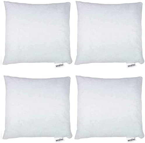 Merino® Sofakissen 40x40cm - 4er Set - Hypoallergenes, Flauschiges Kopfkissen - Kissenfüllung für Bett und Sofa, mit praktischem Reißverschluss - Weiche Innenkissen perfekt als Kissen und Dekokissen