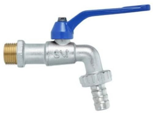 Schläfer 433810 | Rubinetto da Esterno per Giardino e Fontana, Portagomma a Sfera 1/2 in Ottone con Leva in Alluminio Blu, Attacco Tubo 3/4 (15/19mm)