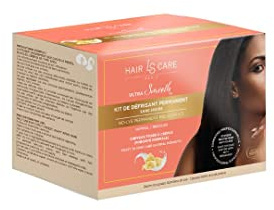 Kit de Défrisage cheveux Afro sans Soude 4 en 1 - Défrisage Cheveux crépus - Au Beurre de Karité et kératine - Crème défrisante + lotion activatrice + shampoing + soin hydratant
