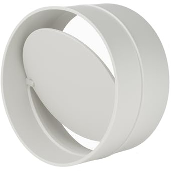 Anslutning med baklucka backventil anslutningsstycke ventilationsrör rund kanal ventilationssystem rörkontakt Ø 100 mm vit