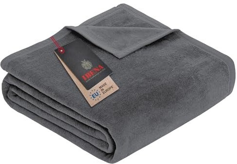 Ibena Porto Knieschoner 100x150 cm - Kinderdecke dunkelgrau aus Baumwollmischung, kleine Flauschige weiche und angenehm warme Decke