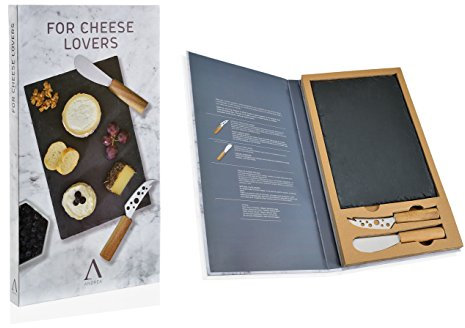 ANDREA HOUSE - Set de 2 Cuchillos para Cortar Queso y Tabla de Pizarra