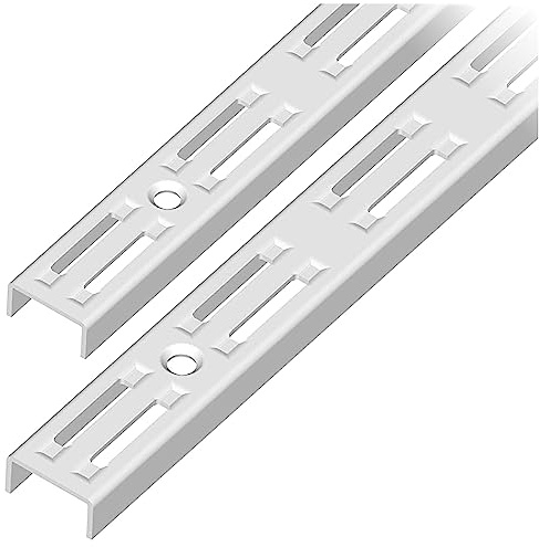 Element System Wandschiene 2-reihig, 2 Stück, 4 Abmessungen, 3 farben, lange 150 cm für Regalsystem, Regalträger, Wandregal, weiß 10001-00019