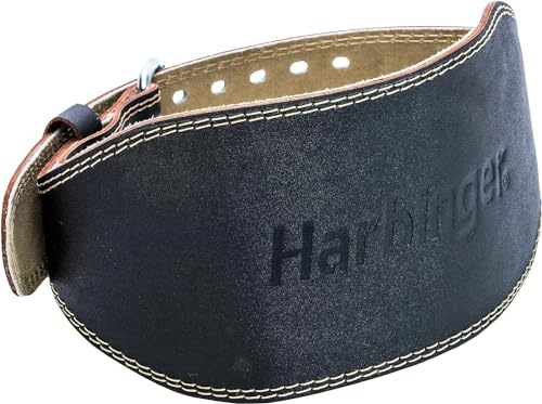 Harbinger 15 cm vadderat läder konturerat tyngdlyftbälte med mockafoder och stålrullspänne Svart XL