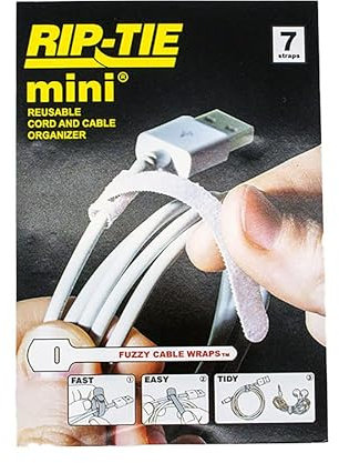RIP-TIE Mini 1/4 x 3-1/2 Cable Tie Perfect for USB Cable, Earbud Cords, Cell Phone Cord 7 Pack White