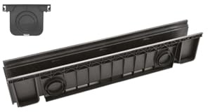 UTILFER Canaletta di Scolo ABS Nera con Griglia Zincata P130 x H150 x L1000 mm Alta Resistenza