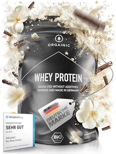 ORGAINIC Vanilla Whey Protein - Organic Certified Without Additives - Protein Powder from Germany - Grass Fed Whey Protein - 1000g