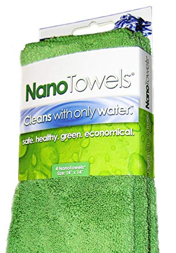 Nano Towels, il panno in tessuto ecologico per pulire senza sostanze chimiche più venduto al mondo - La rivoluzionaria tecnologia di questo tessuto che pulisce solo con acqua sostituisce costose salviette di carta, spugne, salviette per la pulizia, panni in microfibra e detergenti chimici tossici, può farti risparmiare centinaia di euro all'anno e rendere la tua casa più sicura, più sana e più ecologica per bambini e ragazzi. Da utilizzare come asciugamani, strofinaccio da cucina e per asciugare i piatti. 35,6 x 35,6 cm - Confezione da 4.