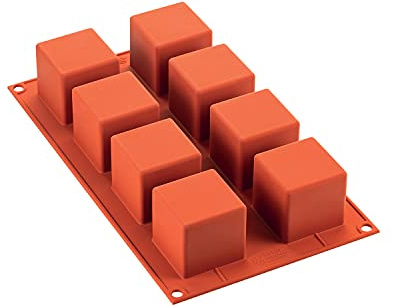 Silikomart 26.104.00.0060 SF104 Moule Forme Cube 8 Cavités Silicone Terre Cuite