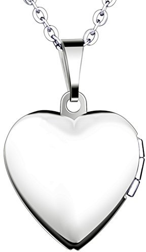 Yumilok Edelstahl Foto Medaillon zum Öffnen Photo Bilder Amulett Silberfarben Rosa Herzanhänger Halskette Kette mit Anhänger für Damen Mädchen