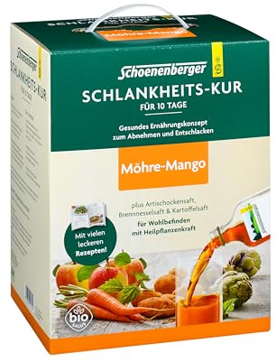 Schoenenberger Schlankheits-Kur Möhre-Mango | 10-Tage-Kur mit Möhre-Apfel-Mangosaft, Artischockensaft, Brennnesselsaft und Kartoffelsaft, Ernährungsplan und Bewegung