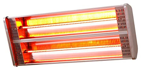 FAVEX - Chauffage électrique Riva II - Extérieur - Support mural ajustable - Télécommande - 50 x 8 x 25 cm - Inox