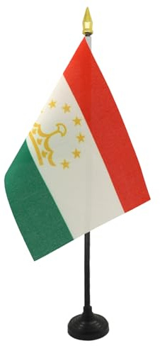 AZ FLAG bordsflagga Tadzjikistan 15 x 10 cm - liten tadzjikiska kontorsflagga 10 x 15 cm guldspets