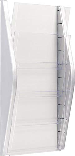 helit H6270100 - Wandbogendisplay „the arc“ 4 x DIN A4 hoch, silber | 4 Taschen im Hochformat für Flyer, Broschüren und Dokumente