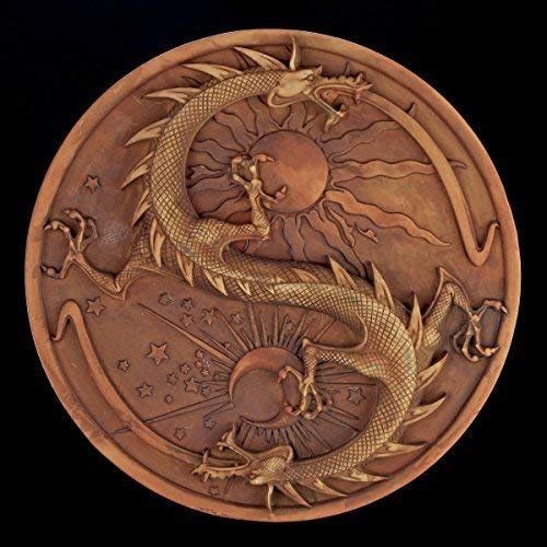 Alchemisten Wandrelief - Doppeldrache terrakottafarben - Drache Figur Deko