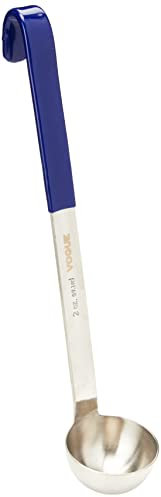 Vogue Heavy Duty Colour Coded Ladle 59 ml/2 oz, Blue, Stainless Steel, Size: 345(L)x60(Dia)mm, Stamped Capacity Marking, Hooked Handle for Storage, CD145