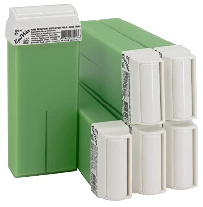 EpilWax Wachspatronen Set mit 6 Aloe Vera Warmwachspatronen zur Haarentfernung Enthaarungswachs 100 ml Roll-on Nachfüller