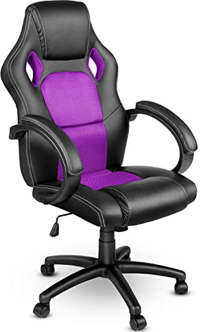 TRESKO Racing Chefsessel Bürostuhl Drehstuhl 14 Farbvarianten, gepolsterte Armlehnen, Wippmechanik, Lift SGS geprüft