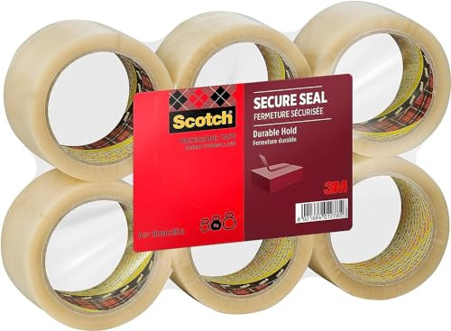 Scotch Ruban Adhésif d’emballage Pour Fermeture Sûre, Transparent, 50 mm x 66 m, 6 Rouleaux/Paquet - Idéal pour la Fermeture de Colis et des Boîtes d'Expédition
