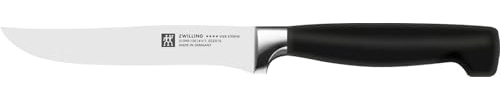 Zwilling Vier Sterne Steakmesser, Klingenlänge 12 cm, Rostfreier Spezialstahl, Ergonomischer Kunststoff-Griff, Schwarz [Made in Germany]