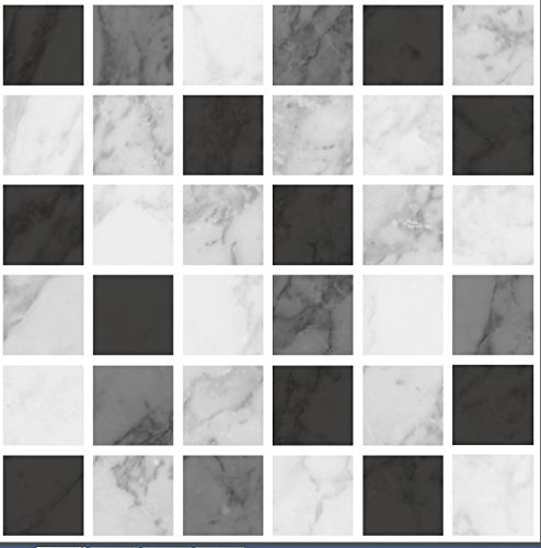 LPS Self Adhesive Wall Tiles Stickers - 10 PCS Black grey Moroccan Mosaic Style Kitchen Wall Art DIY Tiling Traditional Vintage Design Peel And Stick Tile Paint Stick on Tiles (black marble)