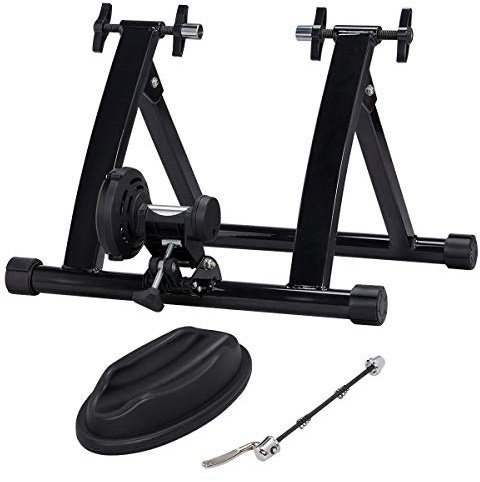 Topeakmart Magnetic Bike Trainer Stand Indoor Magnet Steel Bike Exercise Trainer Stand Resistance Stationary Bike Trainer w/Front Wheel Support and Quick Release Skewer for 26in-28in, 700C Wheels