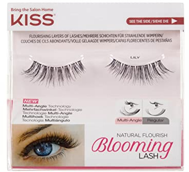 KISS Blooming Lash Collection 1 Pair of False Lashes, Lily, Reusable Fake Eyelashes with Multi-Angle Technology includes Lash Glue