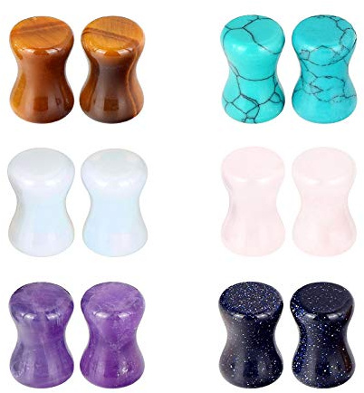 Longbeauty Flesh Tunnel Plug Set di piercing per orecchio, in pietra, Pietra, Senza pietra