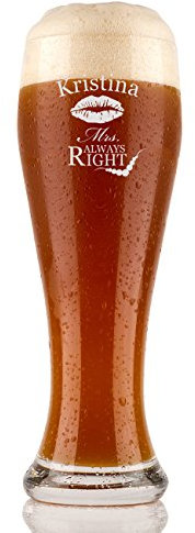 polar-effekt Verre à bière de blé 0.5l avec gravure idée cadeau personnalisé en verre de blé - motif Mrs. Always Right