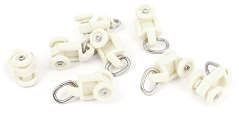 sourcing map Plástico Riel Cortina Empresa Ferroviaria Rodillos 10mm Dia Rueda 8 Piezas Blanco