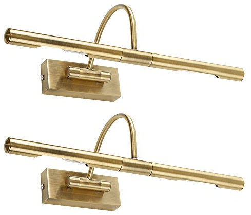 MiniSun | Pair of Modern Adjustable Antique Brass Living Room Display Lamp Twin Picture Wall Light - Mains Powered | Wall Lights & Home Improvements Essential