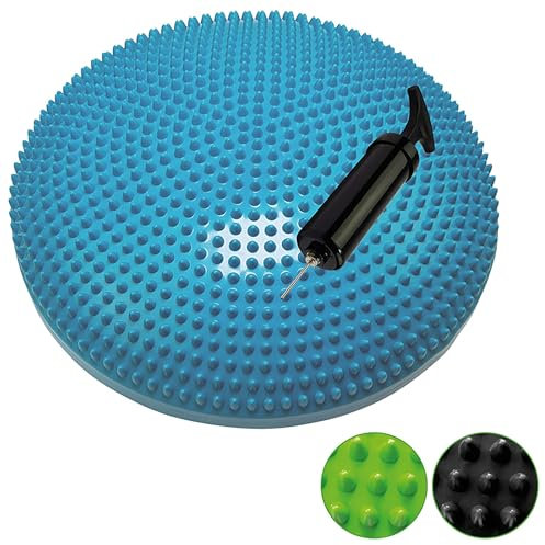 Tunturi Wackelkissen / Balancekissen / Ballsitzkissen / Gleichgewichtskissen - Türkis - inkl. Pumpe