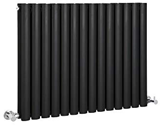 MILANO Black Horizontal Double Oval Panel Radiator 635 x 826mm